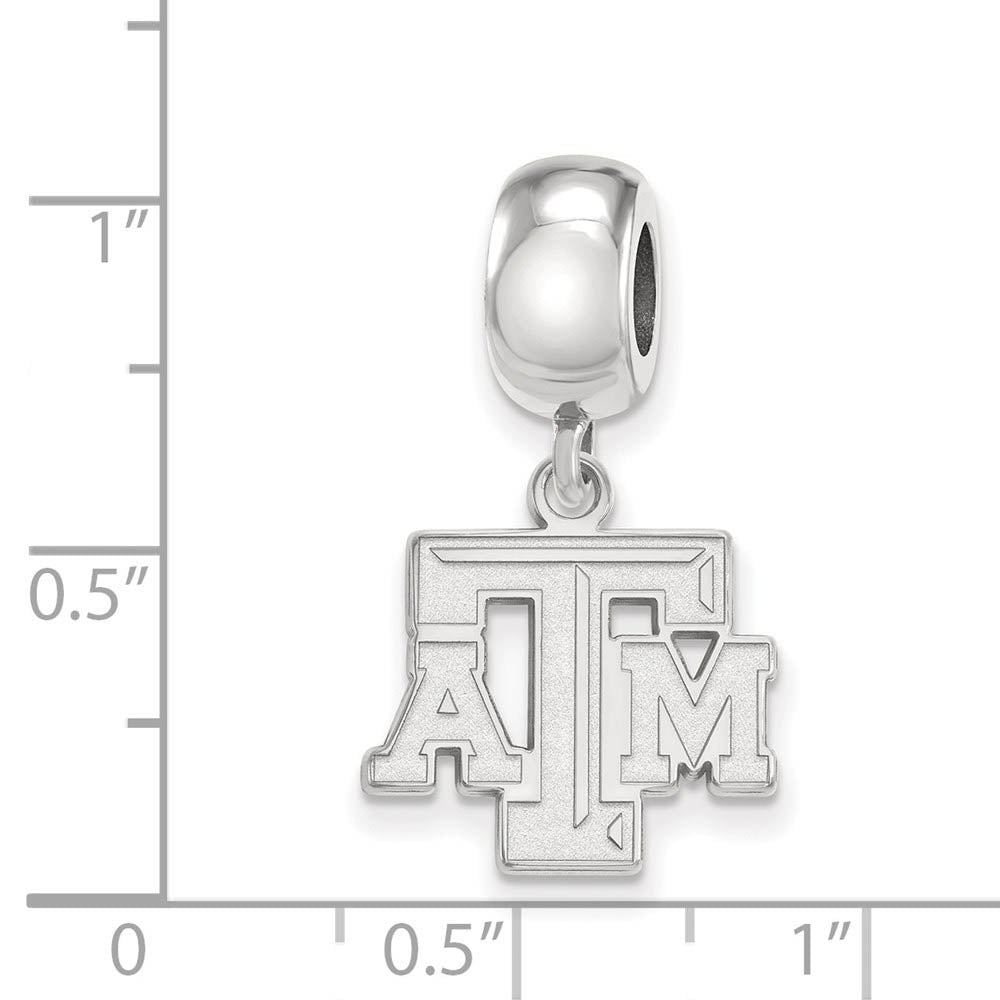 Alternate view of the Sterling Silver Texas A&M University 'TAM' Dangle Bead Charm by The Black Bow Jewelry Co.