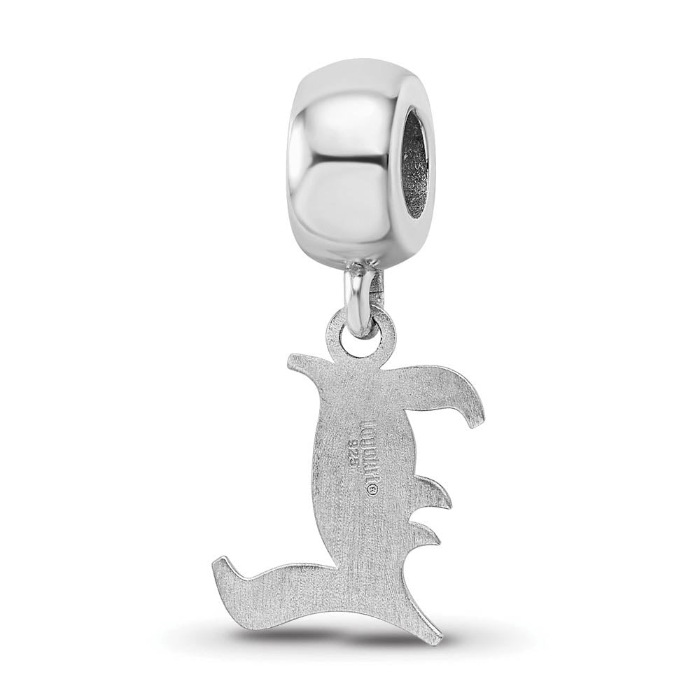 Alternate view of the Sterling Silver Univ. of Louisville Small 'L' Dangle Bead Charm by The Black Bow Jewelry Co.