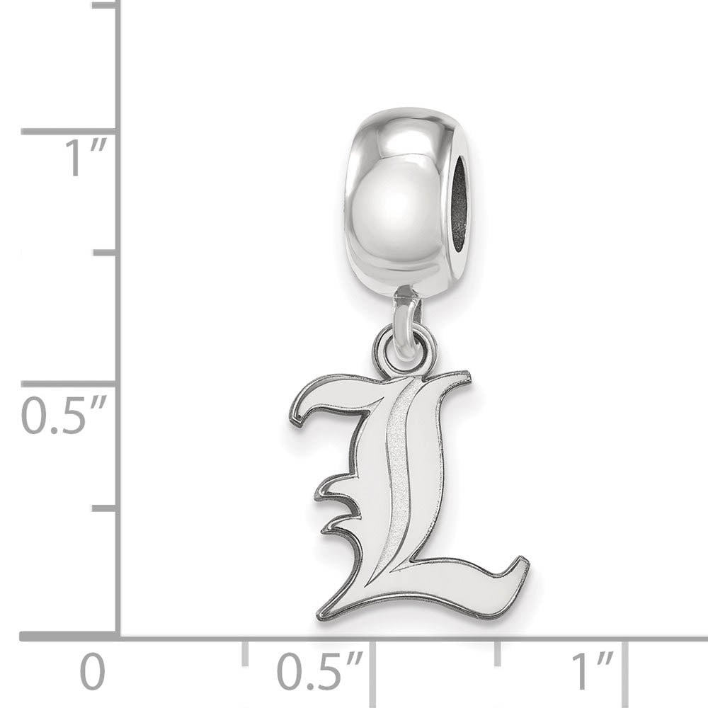 Alternate view of the Sterling Silver Univ. of Louisville Small 'L' Dangle Bead Charm by The Black Bow Jewelry Co.