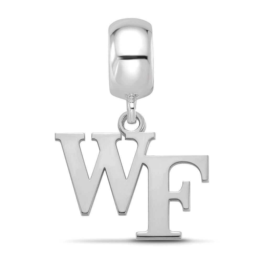 Alternate view of the Sterling Silver Wake Forest University 'WF' Dangle Bead Charm by The Black Bow Jewelry Co.