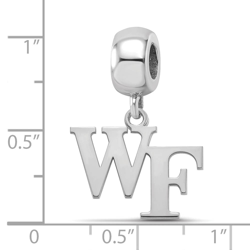 Alternate view of the Sterling Silver Wake Forest University 'WF' Dangle Bead Charm by The Black Bow Jewelry Co.
