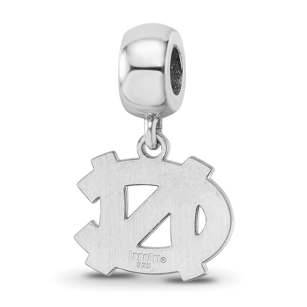 Alternate view of the Sterling Silver Univ. of North Carolina 'NC' Dangle Bead Charm by The Black Bow Jewelry Co.