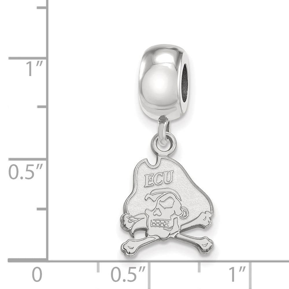 Alternate view of the Sterling Silver East Carolina University Pirate Dangle Bead Charm by The Black Bow Jewelry Co.