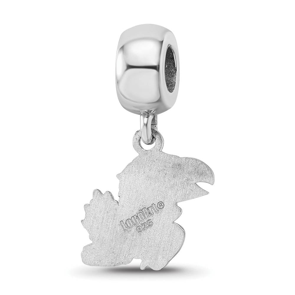 Alternate view of the Sterling Silver University of Kansas Small Dangle Bead Charm by The Black Bow Jewelry Co.