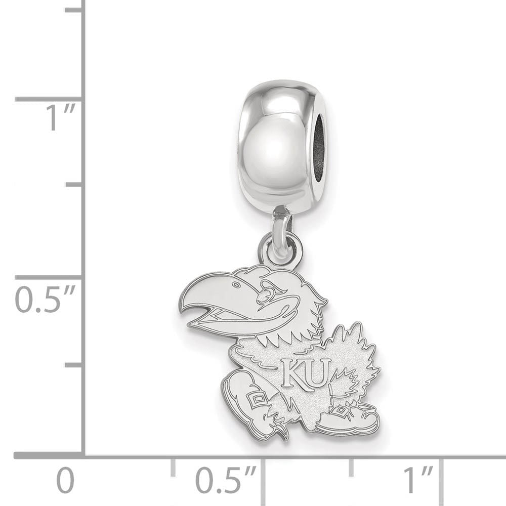 Alternate view of the Sterling Silver University of Kansas Small Dangle Bead Charm by The Black Bow Jewelry Co.