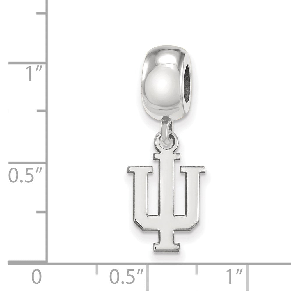 Alternate view of the Sterling Silver Indiana University Small &#39;IU&#39; Dangle Bead Charm by The Black Bow Jewelry Co.