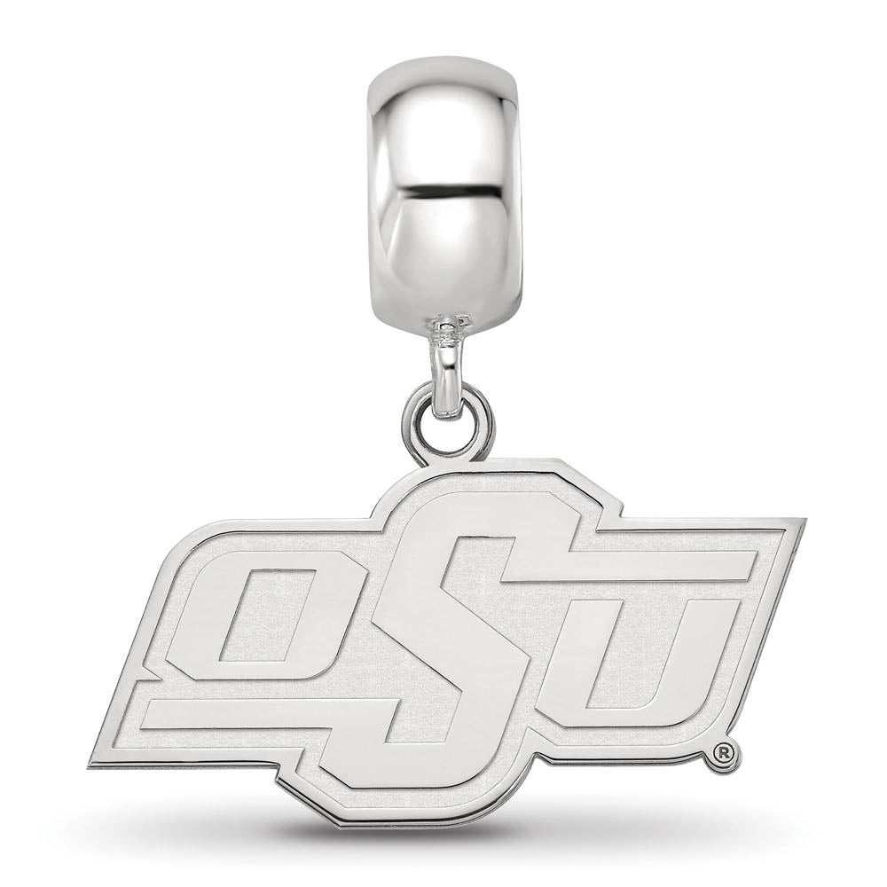 Alternate view of the Sterling Silver Oklahoma State University Small Dangle Bead Charm by The Black Bow Jewelry Co.