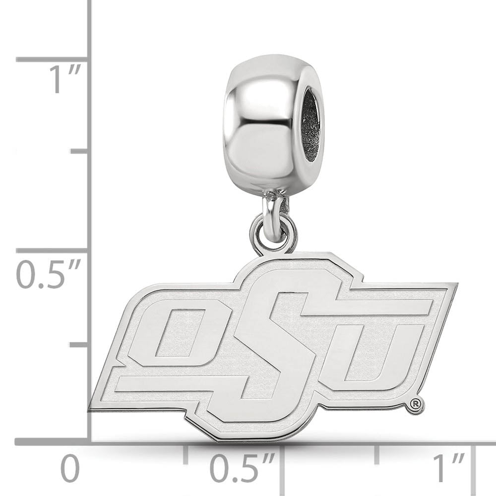 Alternate view of the Sterling Silver Oklahoma State University Small Dangle Bead Charm by The Black Bow Jewelry Co.