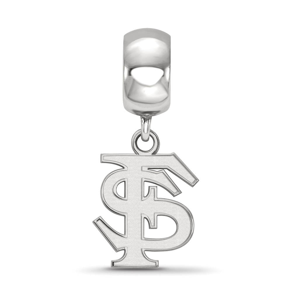 Alternate view of the Sterling Silver Florida State Univ. Small 'FS' Dangle Bead Charm by The Black Bow Jewelry Co.