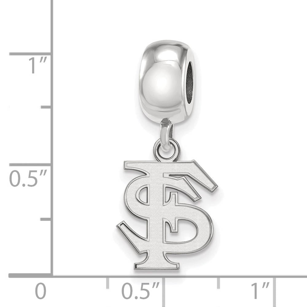 Alternate view of the Sterling Silver Florida State Univ. Small 'FS' Dangle Bead Charm by The Black Bow Jewelry Co.