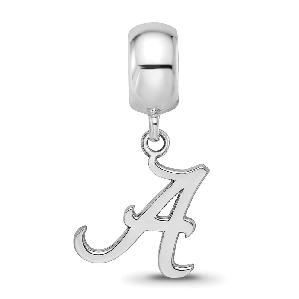 Alternate view of the Sterling Silver University of Alabama Small 'A' Dangle Bead Charm by The Black Bow Jewelry Co.