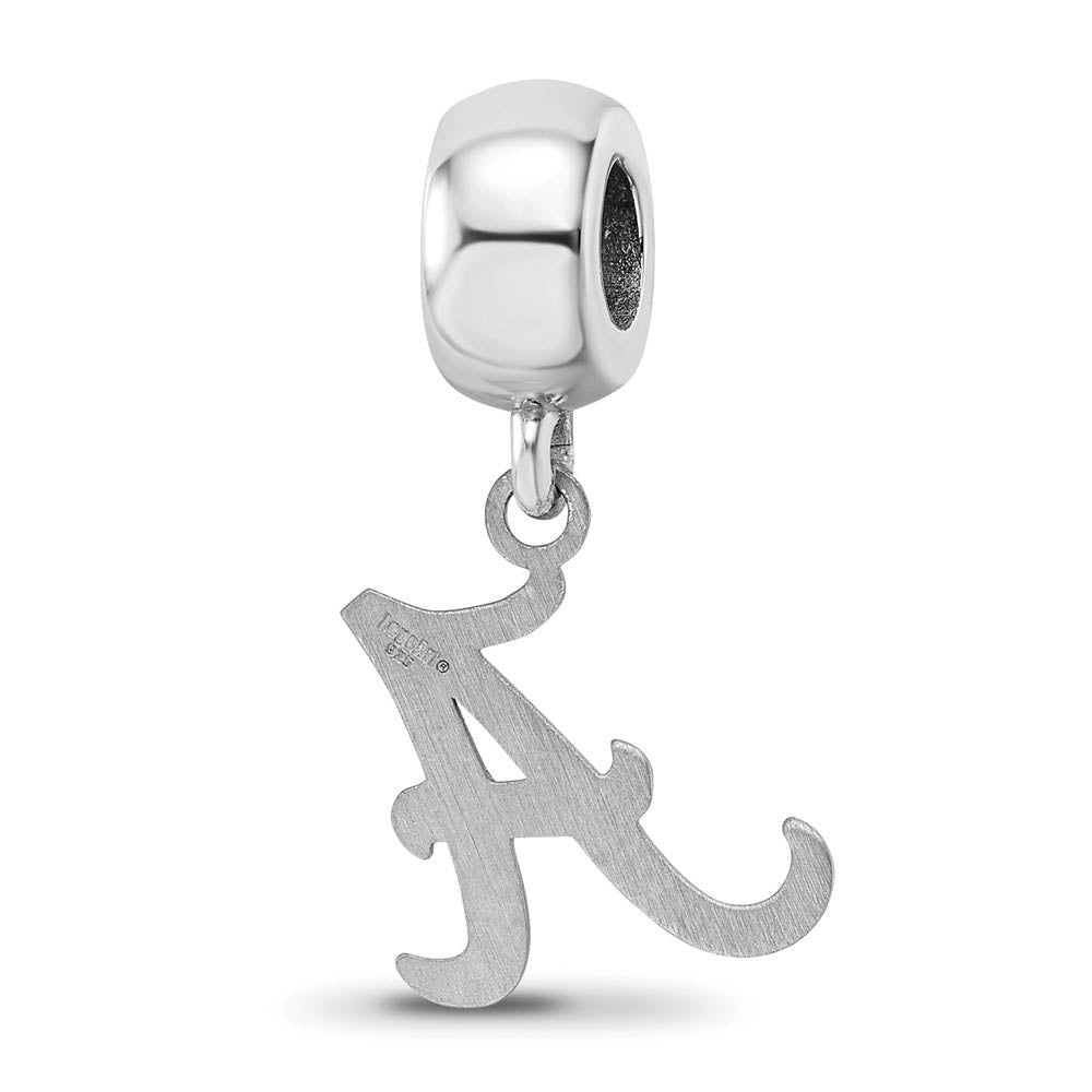 Alternate view of the Sterling Silver University of Alabama Small 'A' Dangle Bead Charm by The Black Bow Jewelry Co.