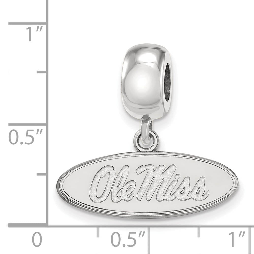 Alternate view of the Sterling Silver Univ. of Mississippi &#39;Ole Miss&#39; Dangle Bead Charm by The Black Bow Jewelry Co.