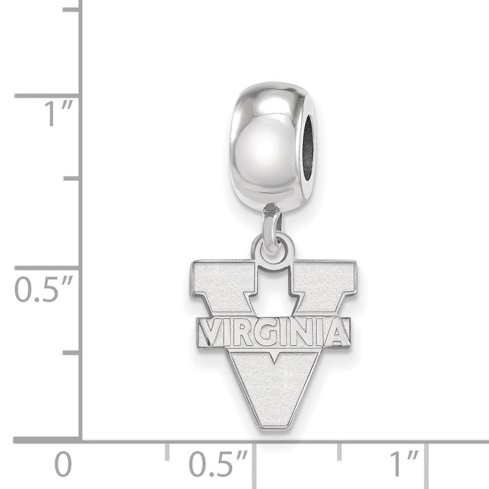 Alternate view of the Sterling Silver Univ. of Virginia Small 'V' Dangle Bead Charm by The Black Bow Jewelry Co.