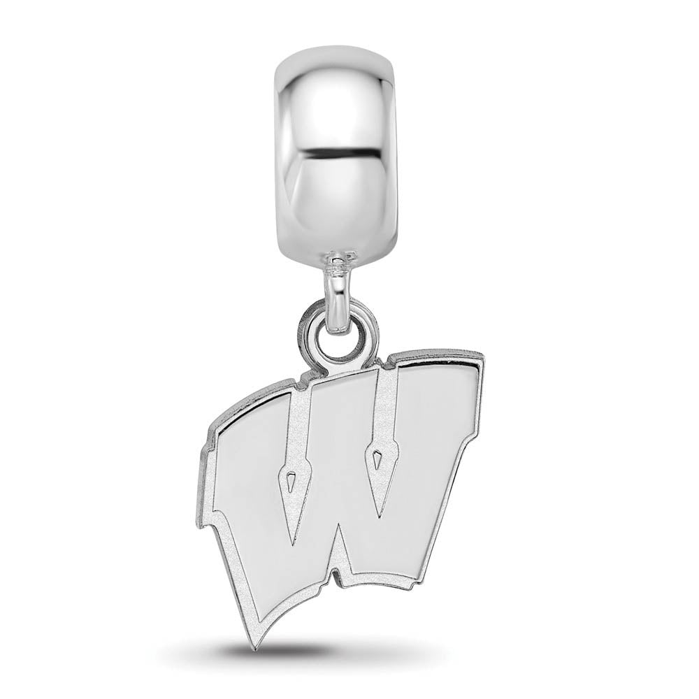 Alternate view of the Sterling Silver University of Wisconsin Small Dangle Bead Charm by The Black Bow Jewelry Co.