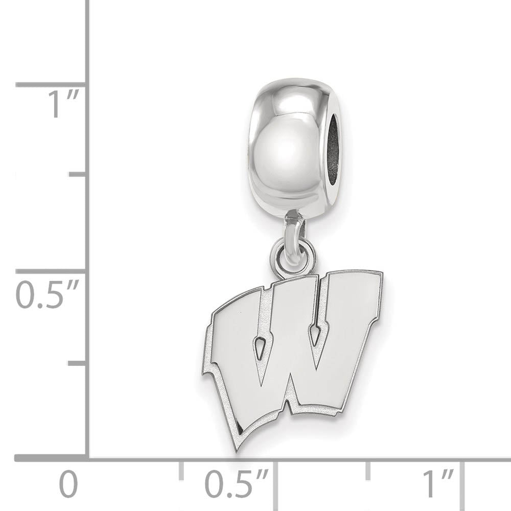 Alternate view of the Sterling Silver University of Wisconsin Small Dangle Bead Charm by The Black Bow Jewelry Co.