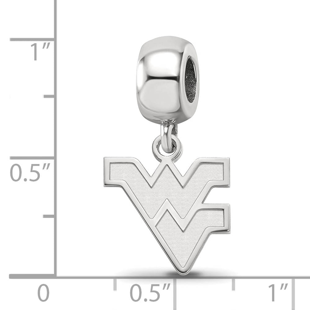 Alternate view of the Sterling Silver West Virginia Univ. Small 'WV' Dangle Bead Charm by The Black Bow Jewelry Co.