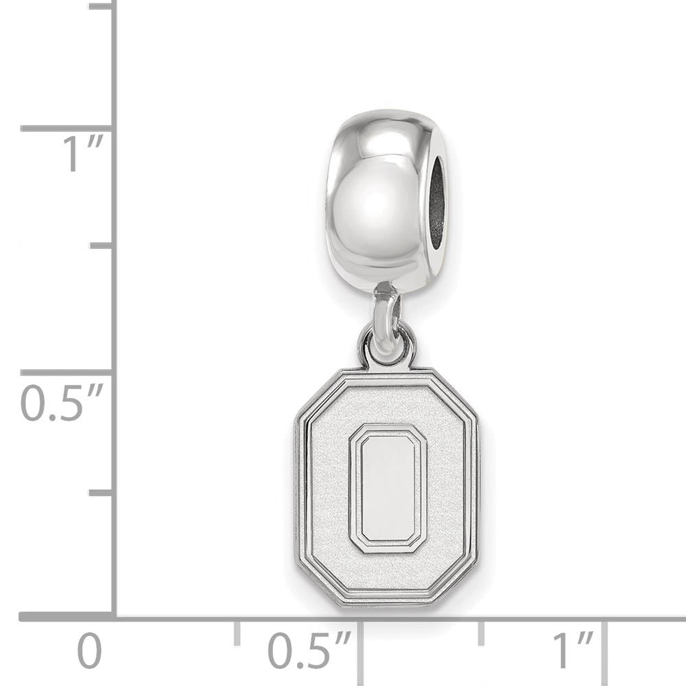 Alternate view of the Sterling Silver Ohio State University Small Dangle Bead Charm by The Black Bow Jewelry Co.