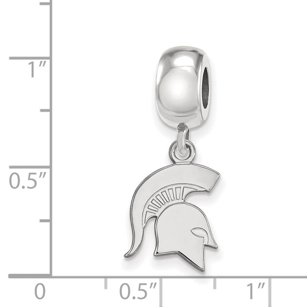 Alternate view of the Sterling Silver Michigan State University Small Dangle Bead Charm by The Black Bow Jewelry Co.