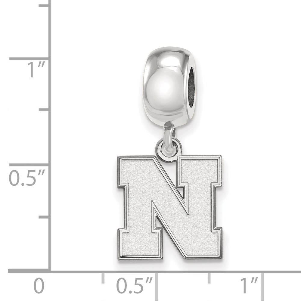 Alternate view of the Sterling Silver University of Nebraska Small DangleBead Charm by The Black Bow Jewelry Co.