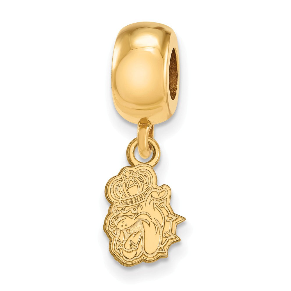 14k Gold Plated Silver James Madison University XS Dangle Bead Charm, Item B13936 by The Black Bow Jewelry Co.