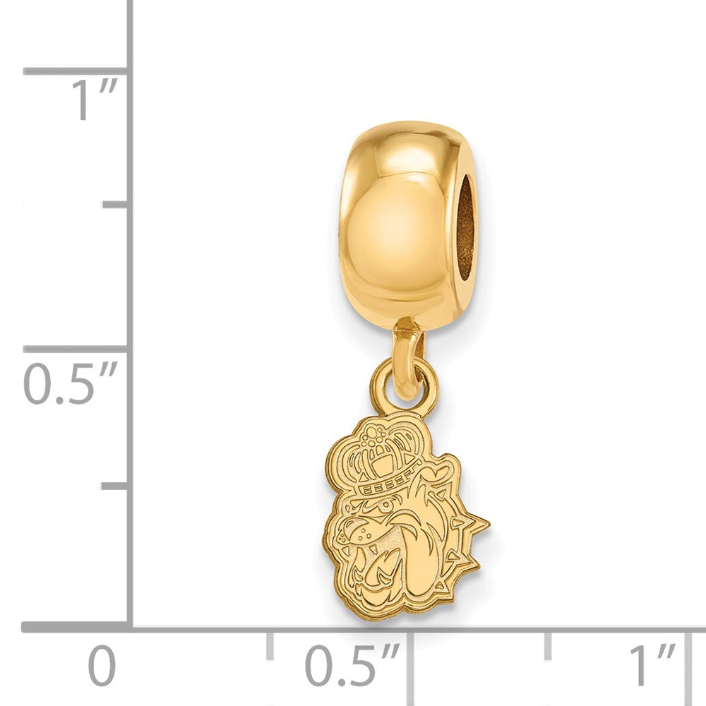 Alternate view of the 14k Gold Plated Silver James Madison University XS Dangle Bead Charm by The Black Bow Jewelry Co.