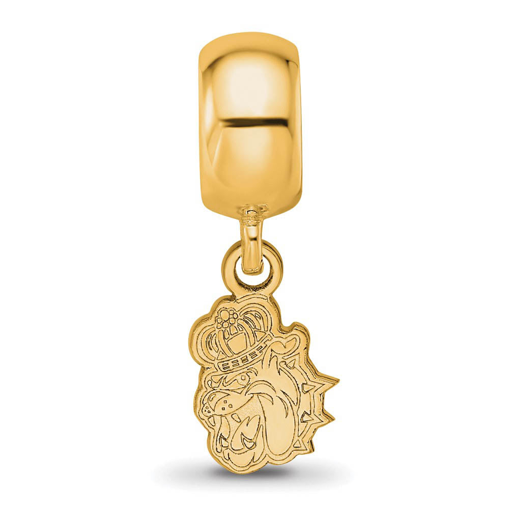 Alternate view of the 14k Gold Plated Silver James Madison University XS Dangle Bead Charm by The Black Bow Jewelry Co.
