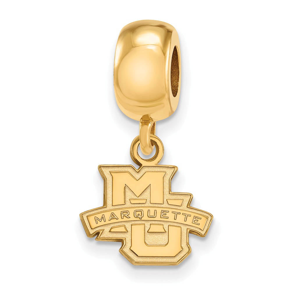 14k Gold Plated Silver Marquette Univ. XS &#39;MU&#39; Dangle Bead Charm, Item B13937 by The Black Bow Jewelry Co.