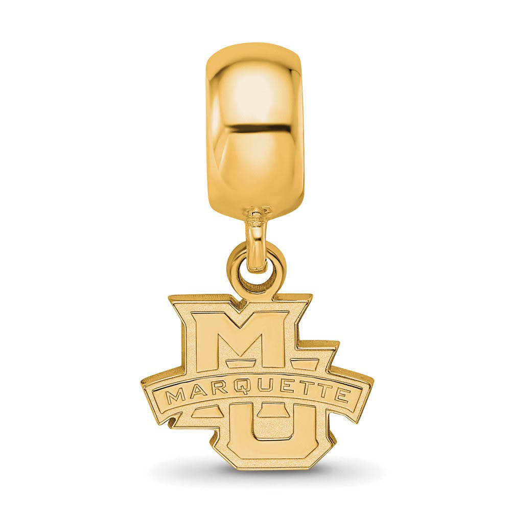 Alternate view of the 14k Gold Plated Silver Marquette Univ. XS 'MU' Dangle Bead Charm by The Black Bow Jewelry Co.