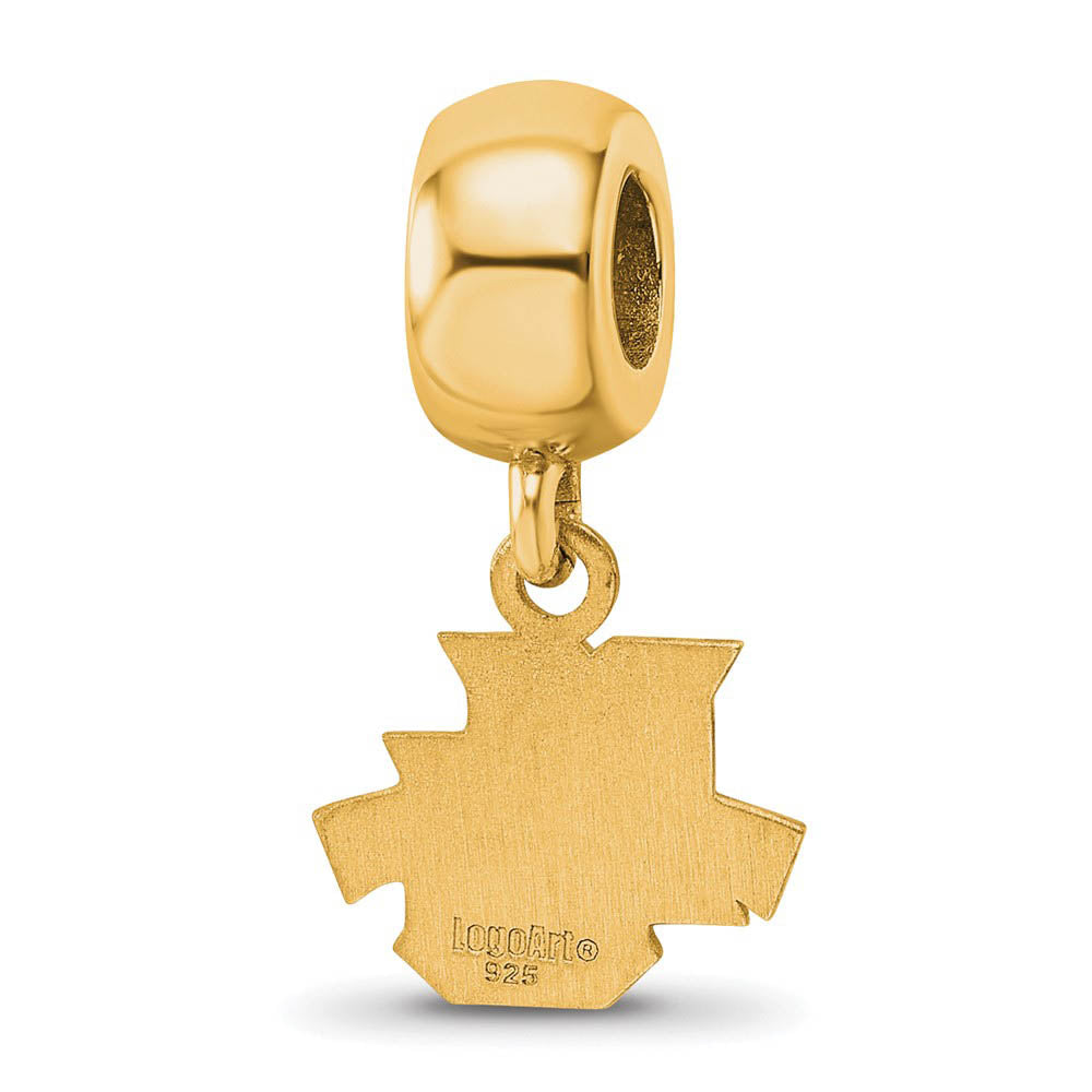 Alternate view of the 14k Gold Plated Silver Marquette Univ. XS 'MU' Dangle Bead Charm by The Black Bow Jewelry Co.