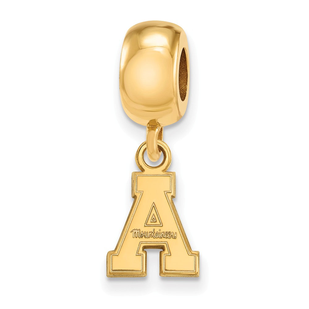 14k Gold Plated Silver Appalachian State U XS &#39;A&#39; Dangle Bead Charm, Item B13942 by The Black Bow Jewelry Co.