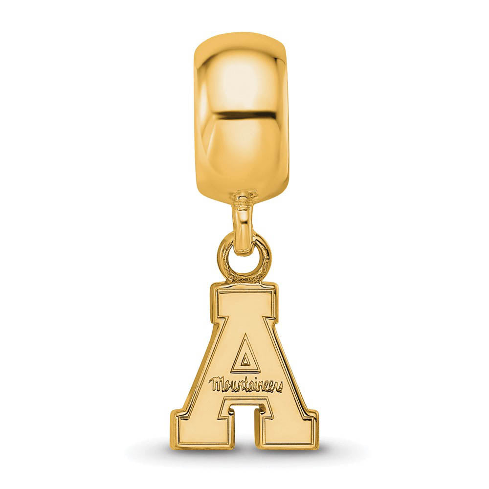 Alternate view of the 14k Gold Plated Silver Appalachian State U XS 'A' Dangle Bead Charm by The Black Bow Jewelry Co.