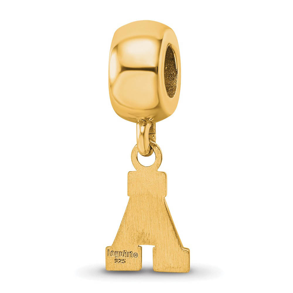 Alternate view of the 14k Gold Plated Silver Appalachian State U XS 'A' Dangle Bead Charm by The Black Bow Jewelry Co.