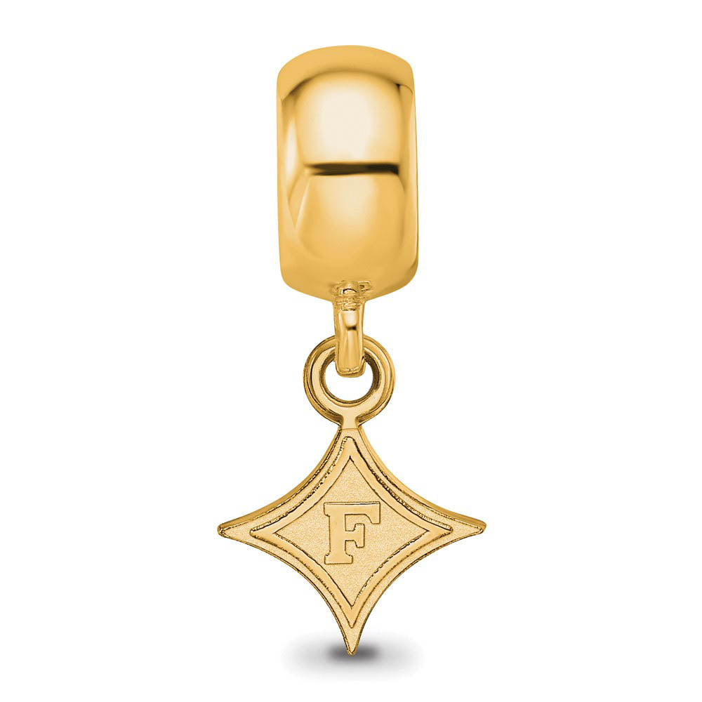 Alternate view of the 14k Gold Plated Silver Furman University XS Dangle Bead Charm by The Black Bow Jewelry Co.