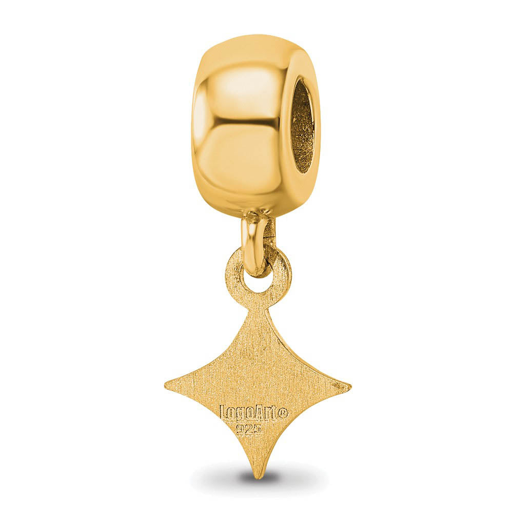 Alternate view of the 14k Gold Plated Silver Furman University XS Dangle Bead Charm by The Black Bow Jewelry Co.