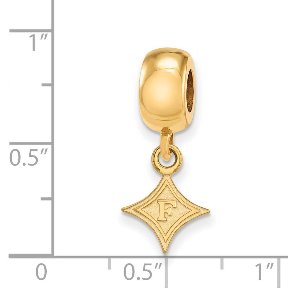 Alternate view of the 14k Gold Plated Silver Furman University XS Dangle Bead Charm by The Black Bow Jewelry Co.
