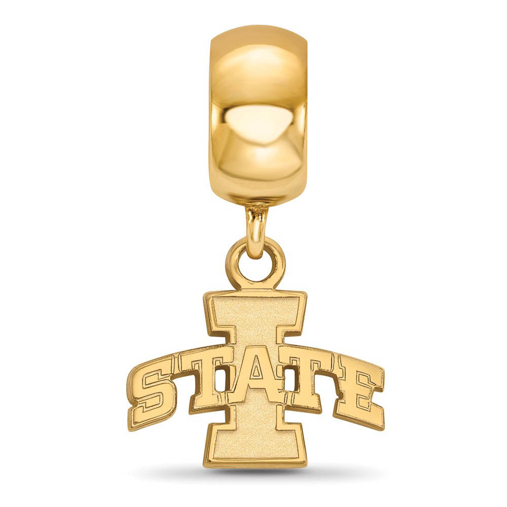 Alternate view of the 14k Gold Plated Silver Iowa State University XS Dangle Bead Charm by The Black Bow Jewelry Co.