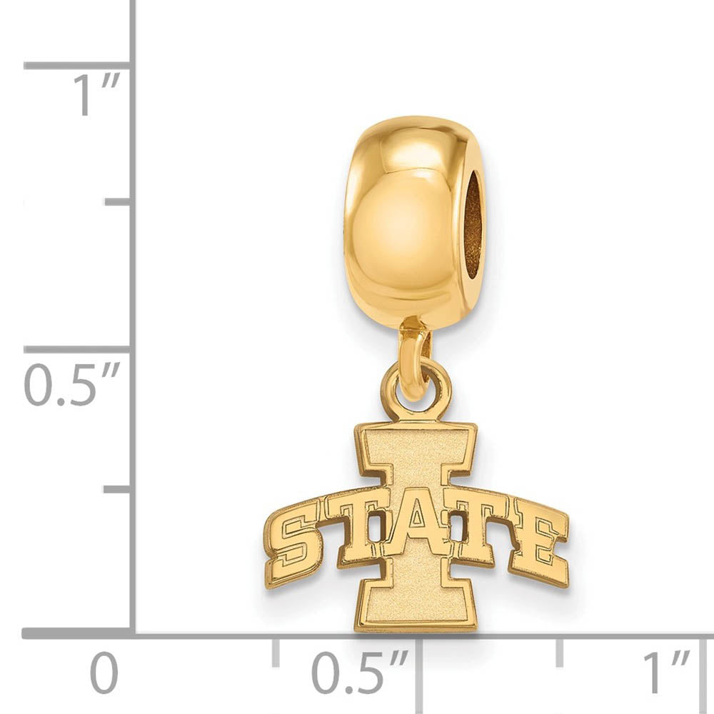 Alternate view of the 14k Gold Plated Silver Iowa State University XS Dangle Bead Charm by The Black Bow Jewelry Co.