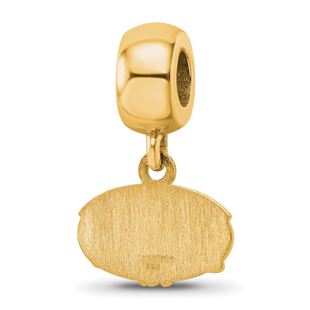 Alternate view of the 14k Gold Plated Silver Jacksonville State U. XS Dangle Bead Charm by The Black Bow Jewelry Co.
