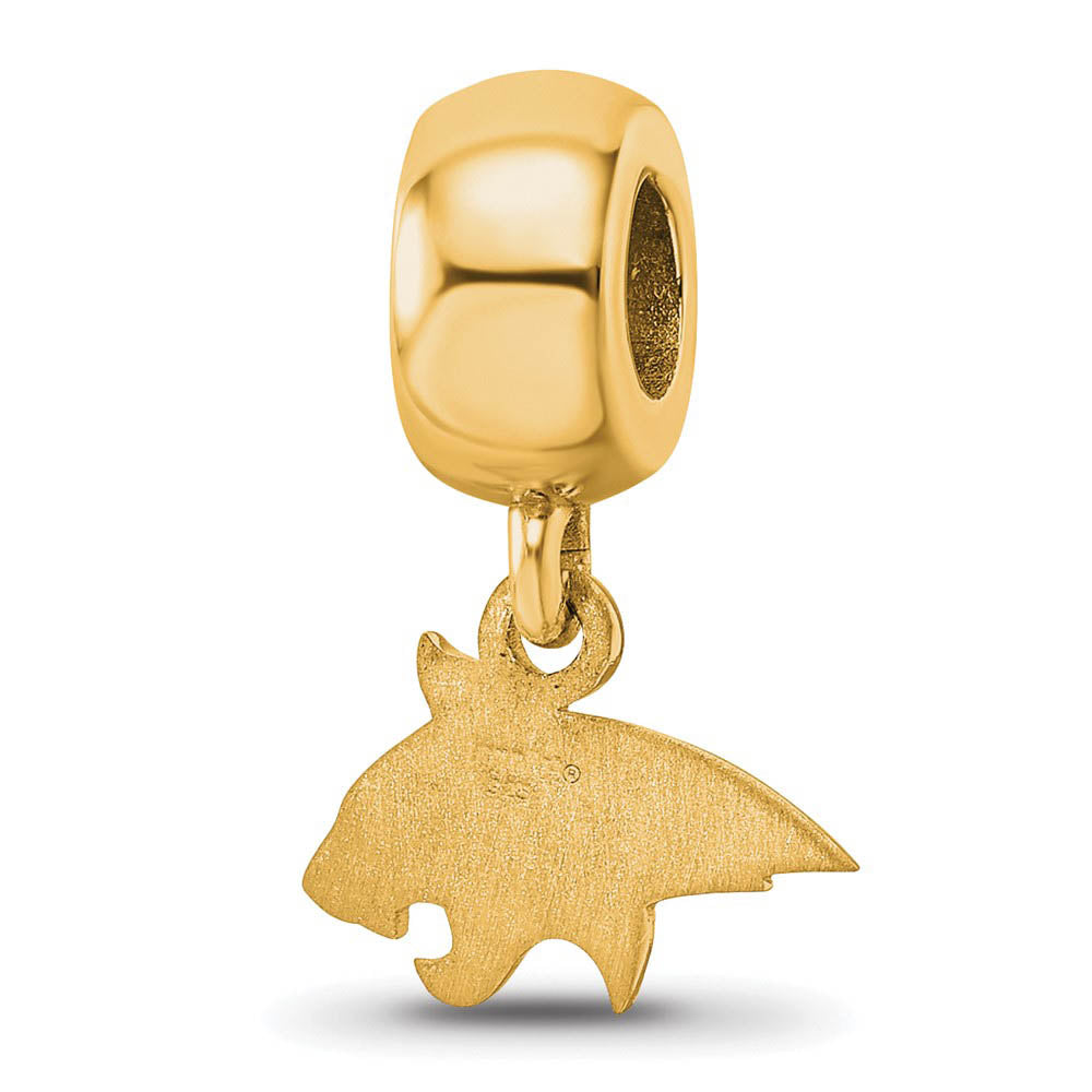 Alternate view of the 14k Gold Plated Silver Montana State Univ. XS Bobcat Dangle Bead Charm by The Black Bow Jewelry Co.