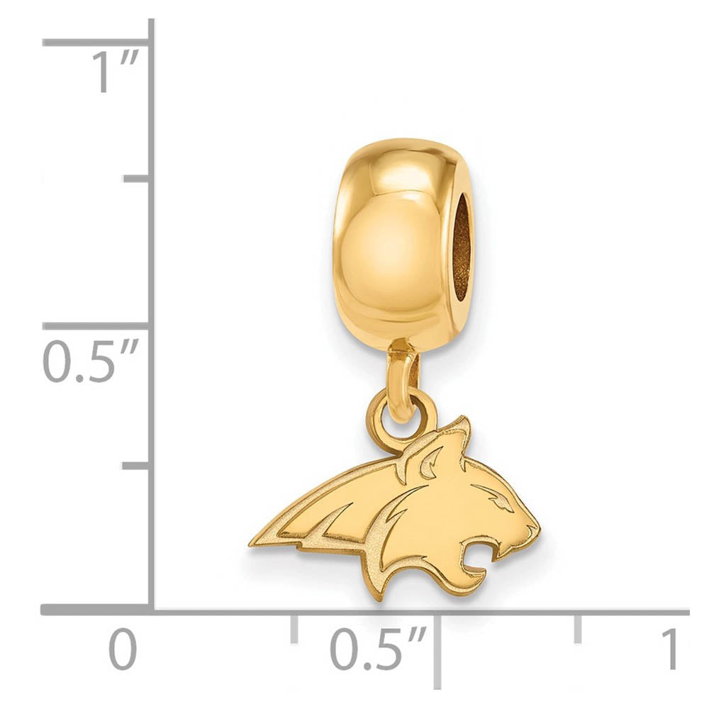 Alternate view of the 14k Gold Plated Silver Montana State Univ. XS Bobcat Dangle Bead Charm by The Black Bow Jewelry Co.