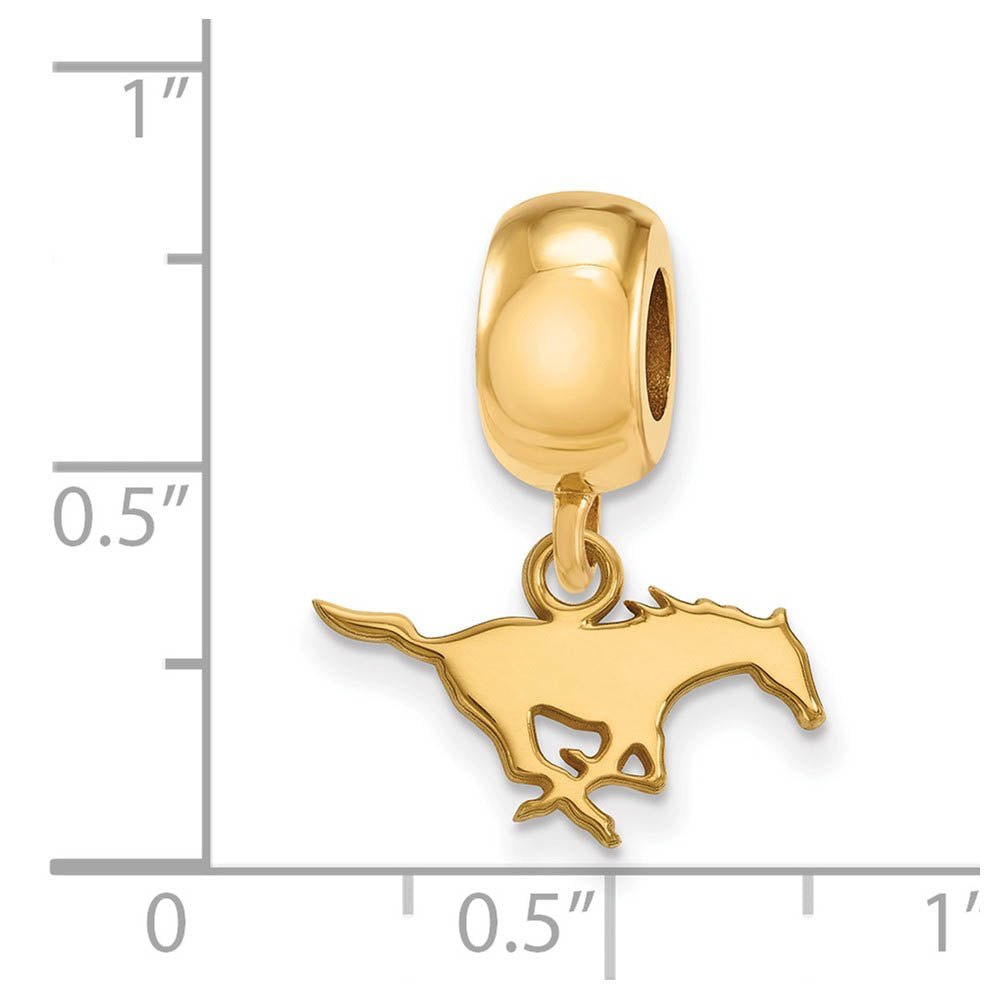 Alternate view of the 14k Gold Plated Silver Southern Methodist U XS Dangle Bead Charm by The Black Bow Jewelry Co.