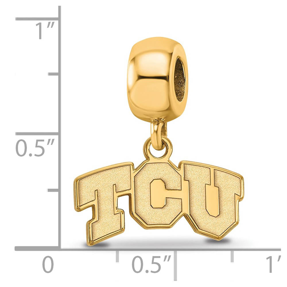 Alternate view of the 14k Gold Plated Silver Texas Christian Univ. XS Dangle Bead Charm by The Black Bow Jewelry Co.