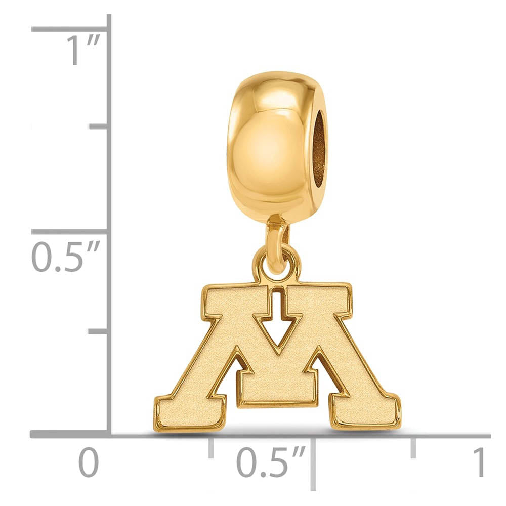 Alternate view of the 14k Gold Plated Silver University of Minnesota XS Dangle Charm by The Black Bow Jewelry Co.