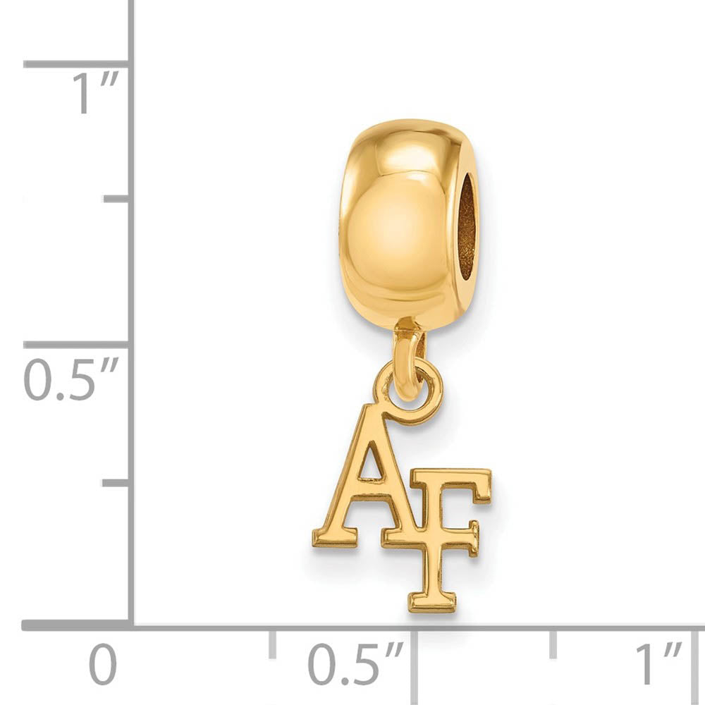 Alternate view of the 14k Gold Plated Silver U.S. Air Force Academy XS Dangle Bead Charm by The Black Bow Jewelry Co.