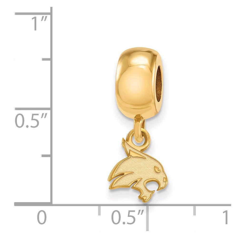 Alternate view of the 14k Gold Plated Silver Texas State University XS Dangle Bead Charm by The Black Bow Jewelry Co.