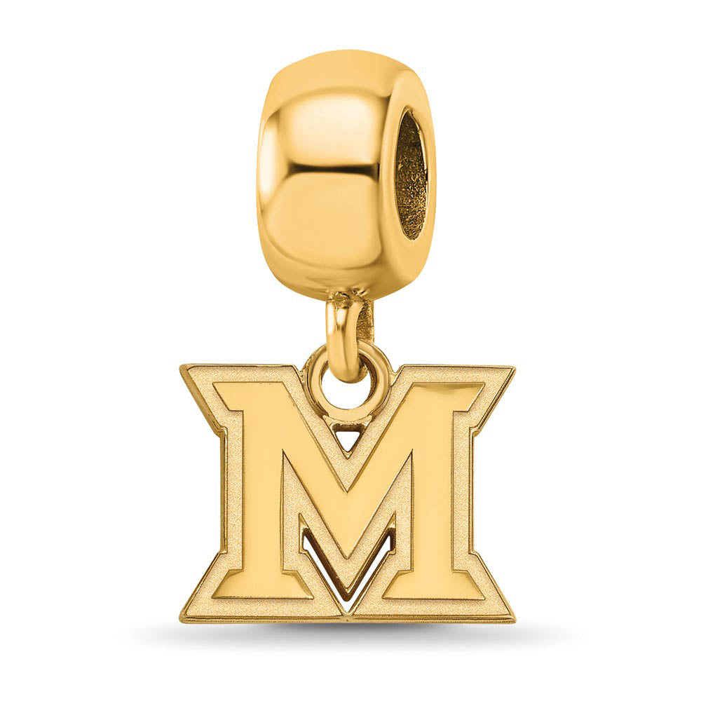 14k Gold Plated Silver Miami University XS Dangle Bead Charm, Item B13968 by The Black Bow Jewelry Co.