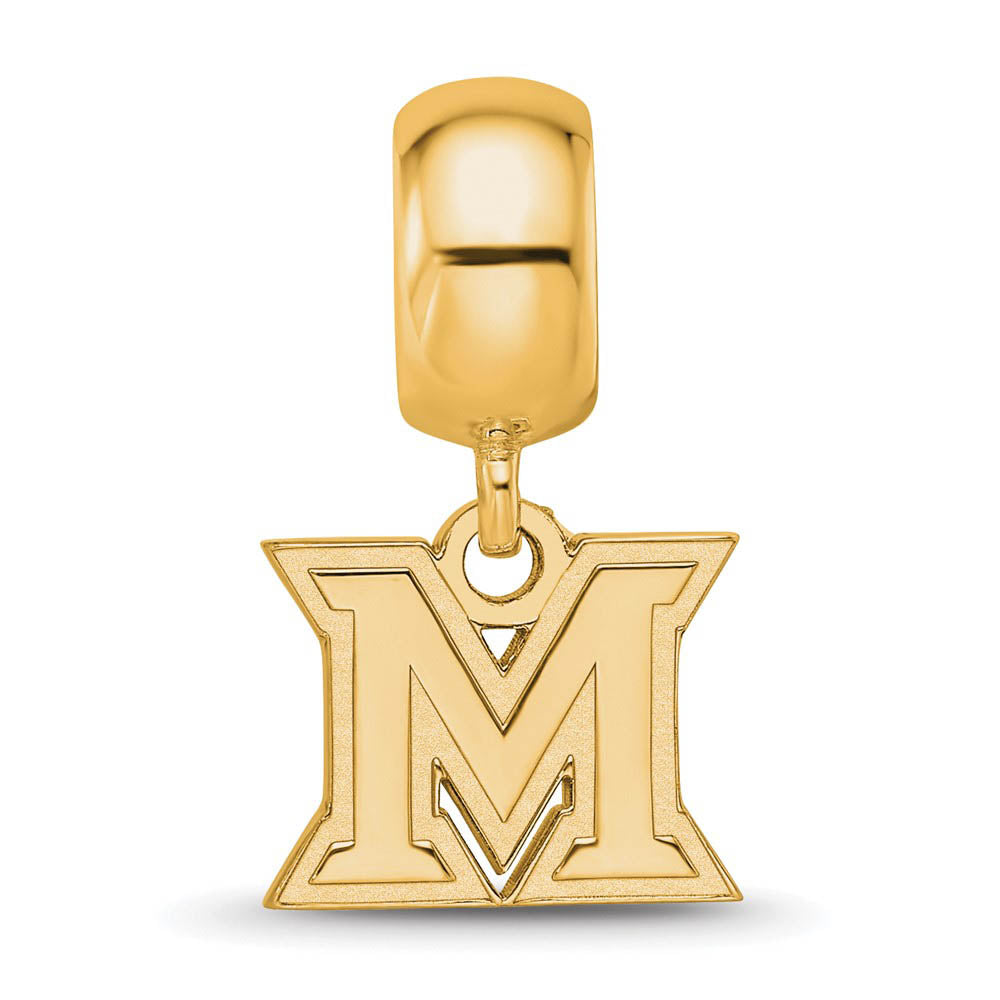 Alternate view of the 14k Gold Plated Silver Miami University XS Dangle Bead Charm by The Black Bow Jewelry Co.