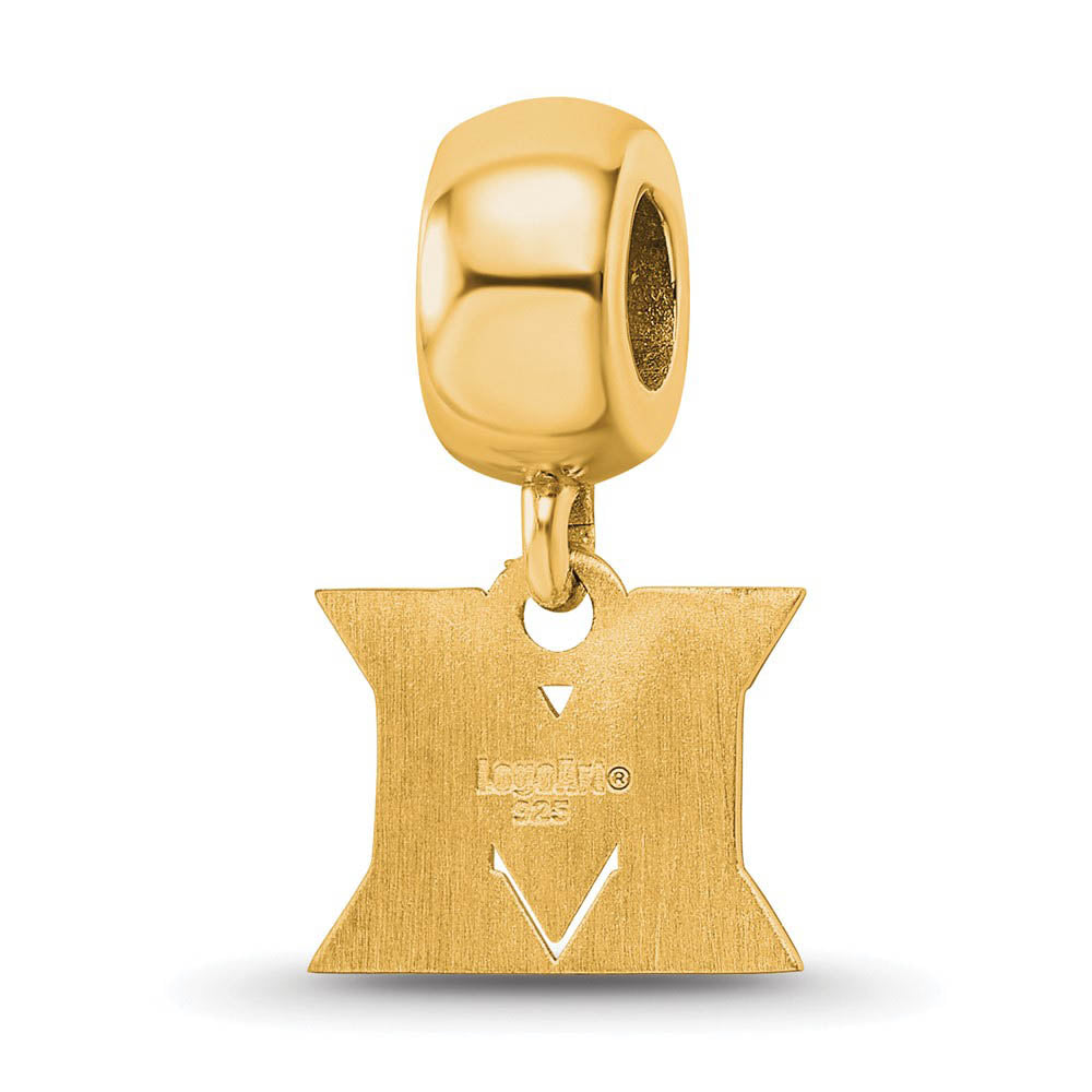 Alternate view of the 14k Gold Plated Silver Miami University XS Dangle Bead Charm by The Black Bow Jewelry Co.