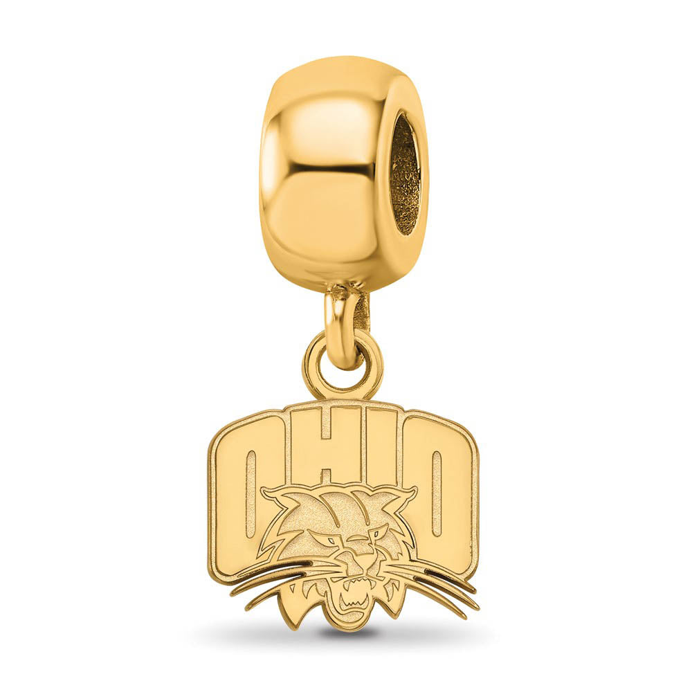 14k Gold Plated Silver Ohio Univ. XS 'Ohio' Dangle Bead Charm, Item B13971 by The Black Bow Jewelry Co.